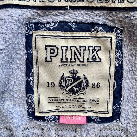 PINK Victorias Secret LOVE Hoodie Sweatshirt Zip Front. Blue Women’s large - Picture 11 of 12